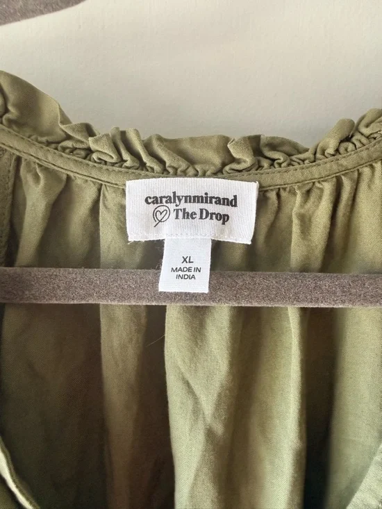 Caralyn Mirand “The Drop” Olive Green Tiered V-Neck Peasant Dress - Picture 3 of 3